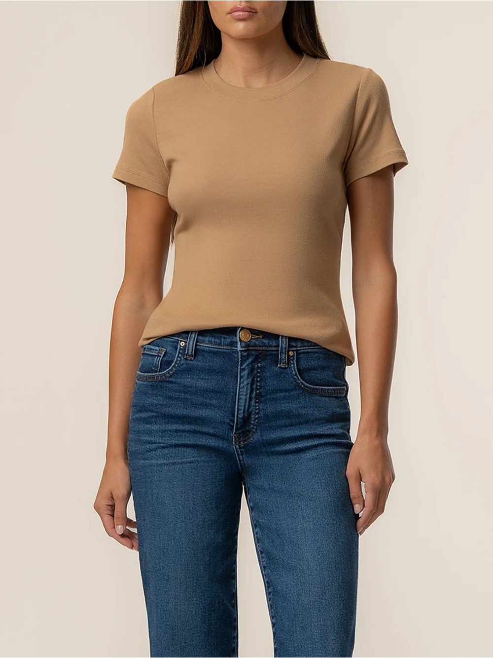 NWT KUT From The Kloth Remington Caramel Modal Cropped Tee M
